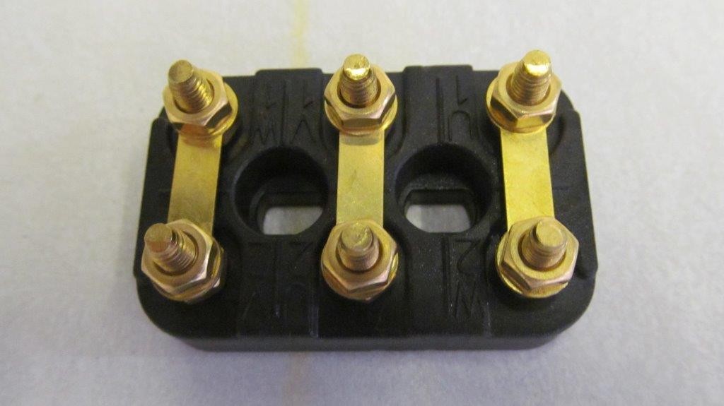 6 Stud terminal block, manufactured from a high arc resistant , flame